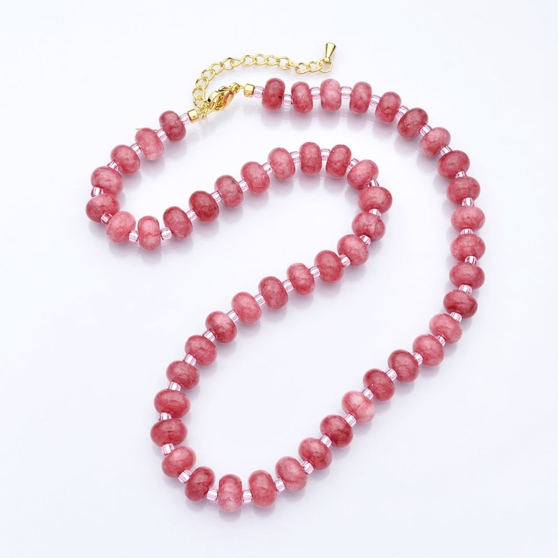 14K Gold Filled Pink Rose Quartz Natural Gemstone 16 Inch, 18 Inch Necklace | WA-3149 WA-3150 16 Inches