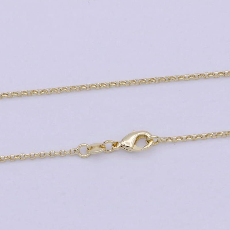 14K Gold Filled Rolo Chain Necklace, 17.7 Inch Rolo Chain Necklace, Dainty 1.4mm Link Necklace w/ Lobster Clasp | WA-812 Clearance Pricing
