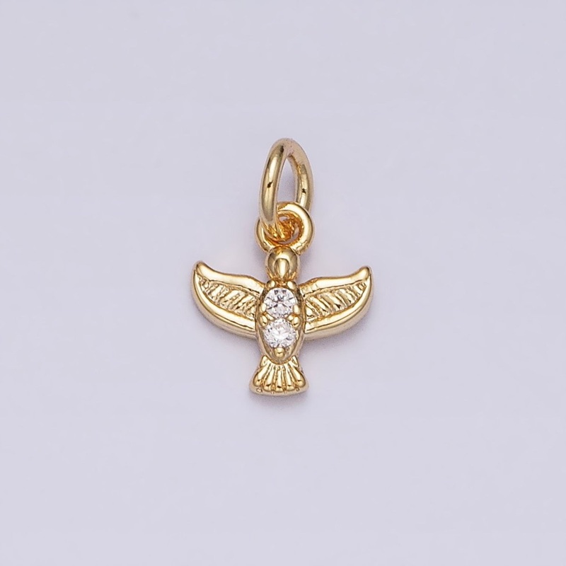 16K Gold Filled Mini Flying Bird Dove Pigeon CZ Add-On Charm | AC1147