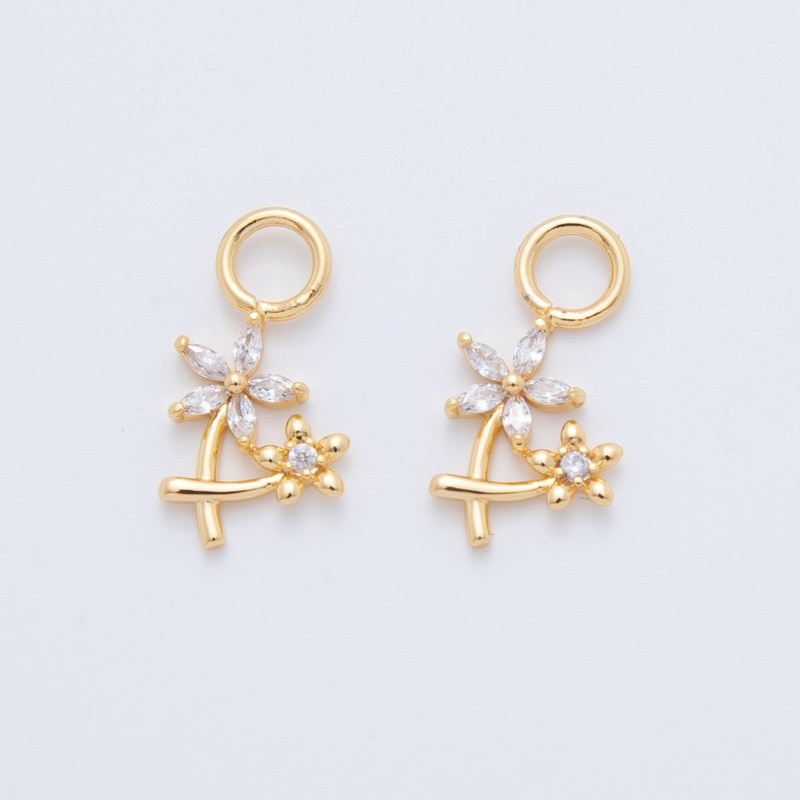 18K Gold Filled CZ Daisy Flower Add-On Drop Earring Charm | AF739