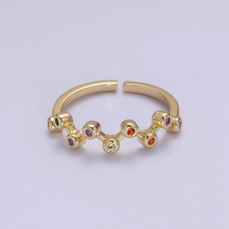 18K Gold Filled Dainty Ring  Thin Cz Multicolored Rings – Colorful Stacking Ring – Minimalist Jewelry S-520