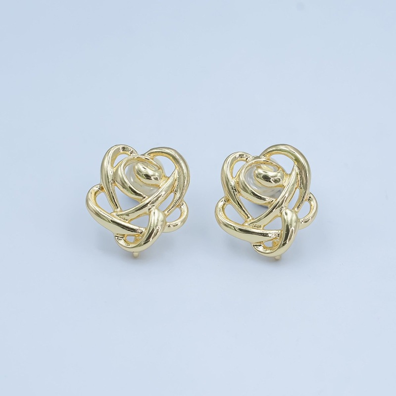 24K Gold Filled Geometric Rope Drop Stud Earrings Findings | Z1113