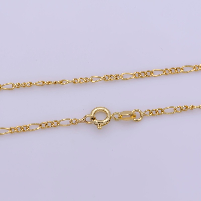 2mm Dainty Gold Figaro 18 Inch Layering Chain Necklace | WA-387 Clearance Pricing