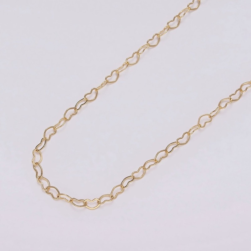 Dainty 24K Gold Filled 2.6mm Heart Cable Link Chain Unfinished Chain For Jewelry Making | ROLL-1387