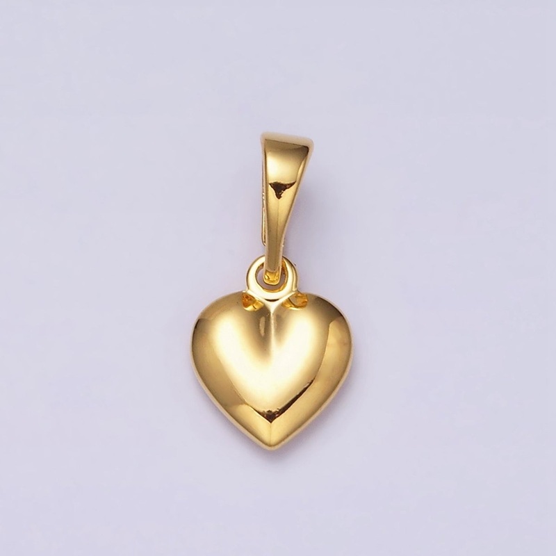 Gold Minimalist Puffed Heart Valentine Pendant | AA514