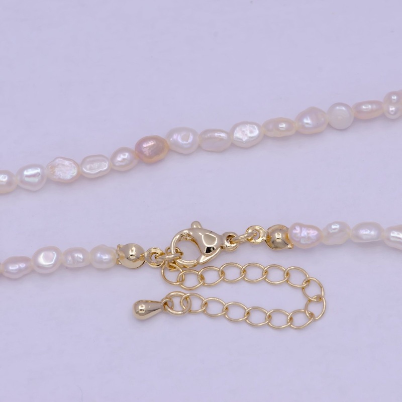 Vintage Soft Pink Irregular freshwater pearls necklace 14.5 inch + 2 inch extender in 24k Gold Filled Necklace | WA-1162 Clearance Pricing
