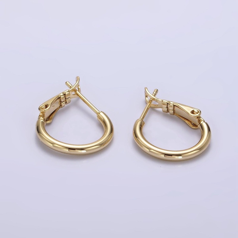 14K Gold Filled 15mm Round Chubby Hinge Hoop Earrings | AE875