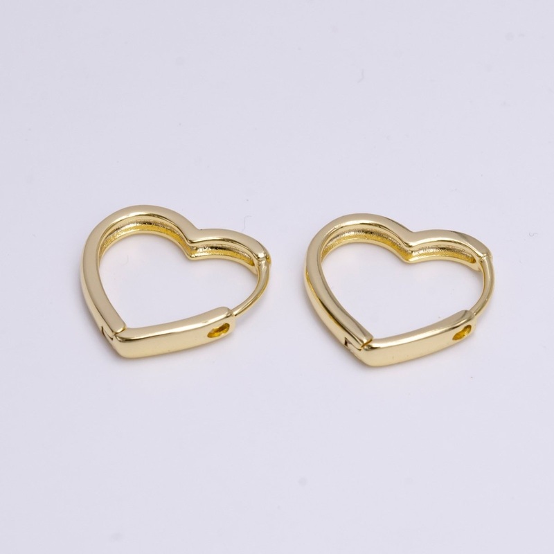 14K Gold Filled 18mm Heart Minimalist Hoop Huggie Earrings | AD-465