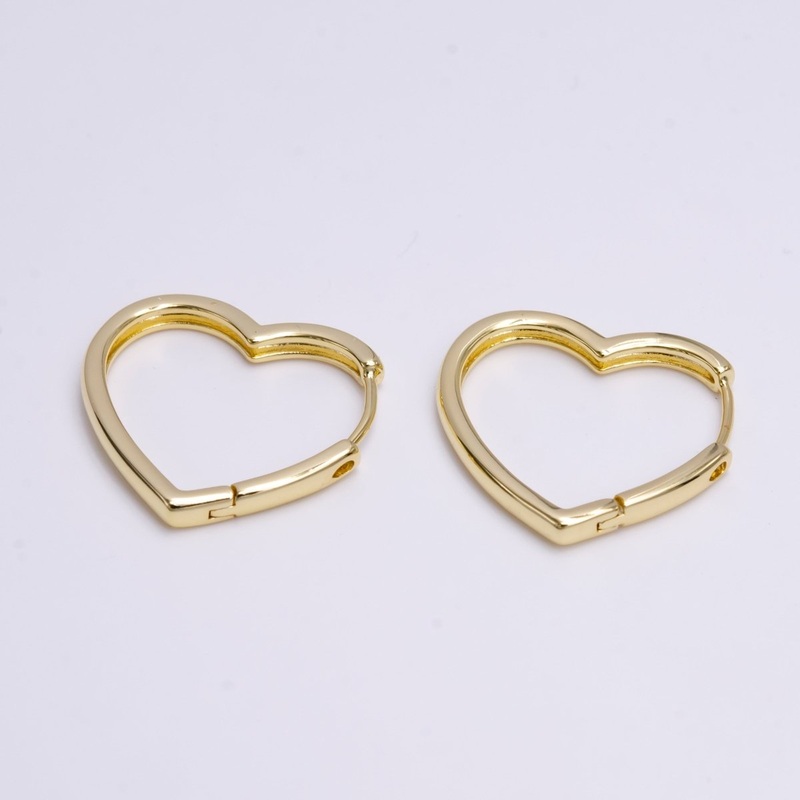 14K Gold Filled 23mm Flat Heart Minimalist Huggie Hoop Earrings | AD-466