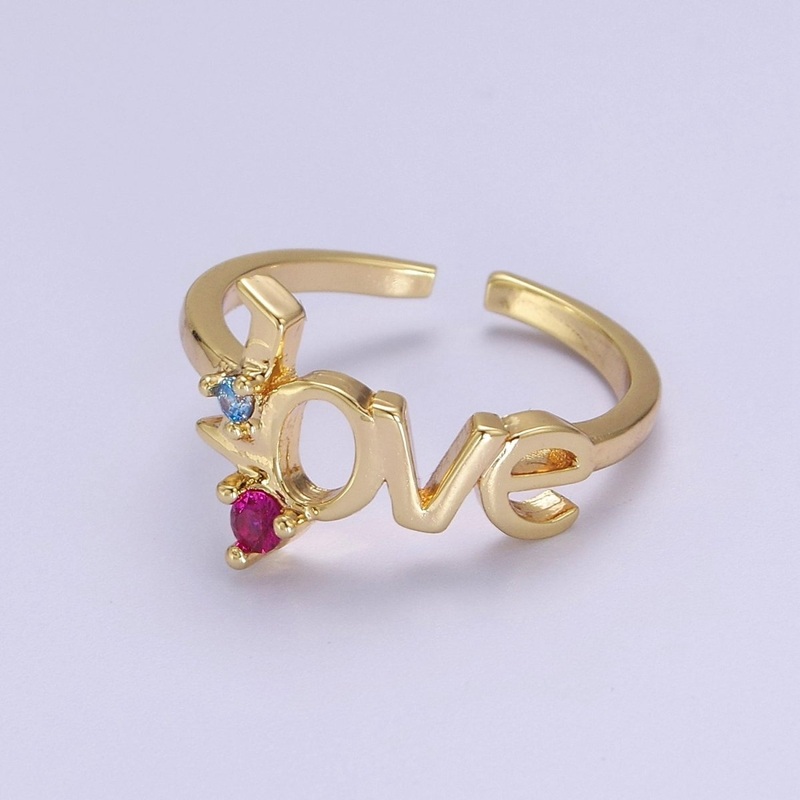 18k Gold Filled Love Ring, Gold Script Love Ring, Engagement Ring, Promise Ring, Love Word Ring, S-517