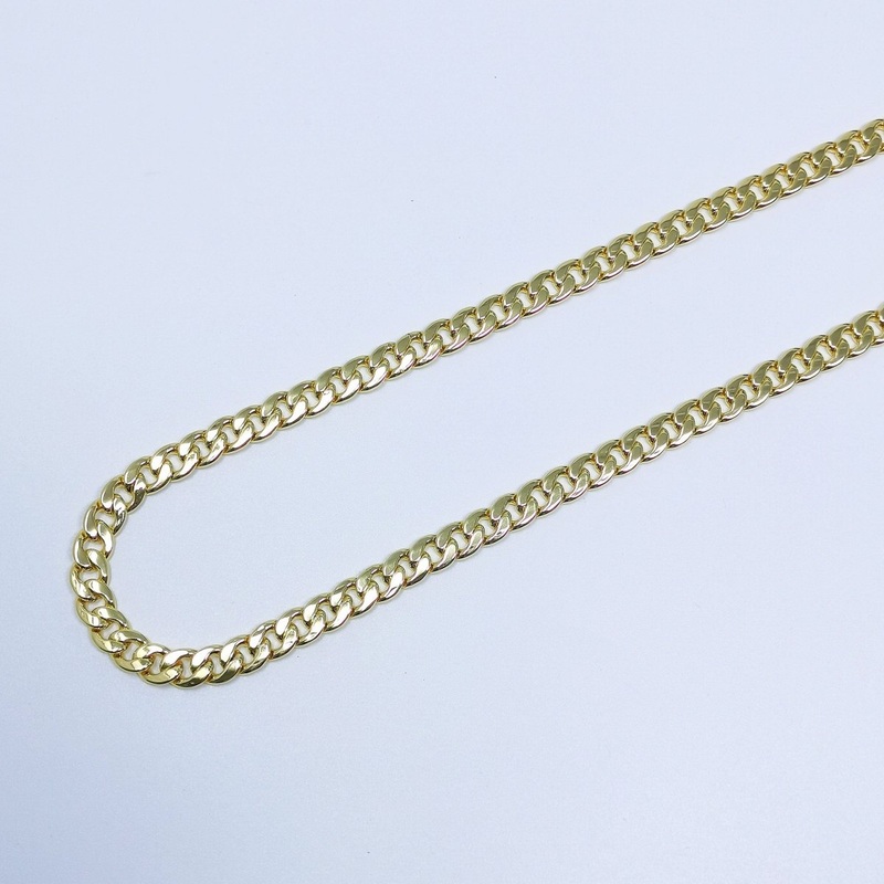 24K Gold 9.7mmx7mm Cuban Curb Chain by Yard, Cuban Curb Chain, Wholesale bulk Roll Chain for DIY Craft, Thickness 2.1mm | ROLL-389 Clearance Pricing