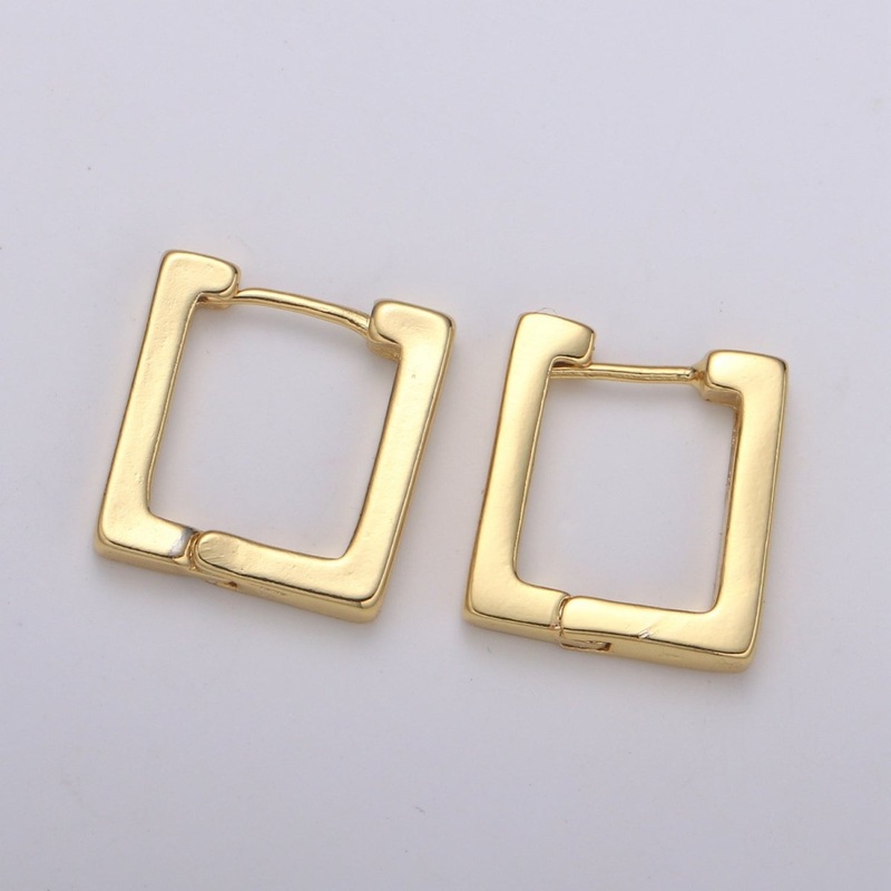 24k Gold Earrings, Square Huggie Earring, 16X15mm Square Earrings, DIY Earrings, Everyday Wear Earrings Gift Jewelry Earring P-032