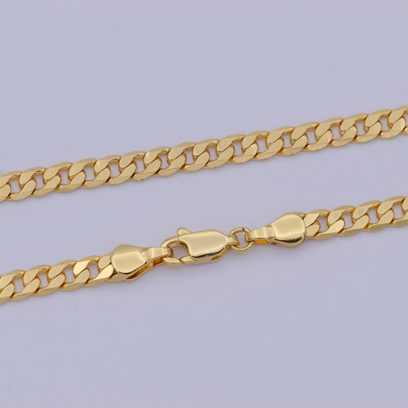 24k Gold Filled Cuban Link Chain Mens Gold Cuban Curb Chain Mens Jewelry 4mm Cuban Chain for Men Gold Jewelry Chain Boyfriend Gift | WA-472 Clearance Pricing