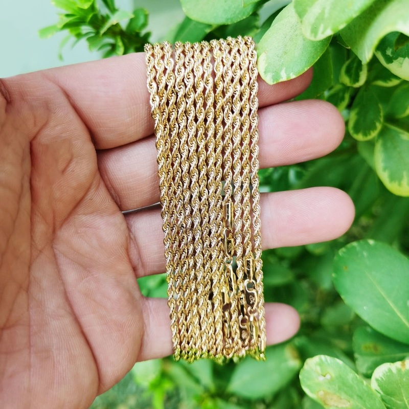 2mm Rope Chain Necklace – 14K Gold Filled Necklace Chain – 17.6 Inches Rope Necklace w/Lobster Clasps | CN-782