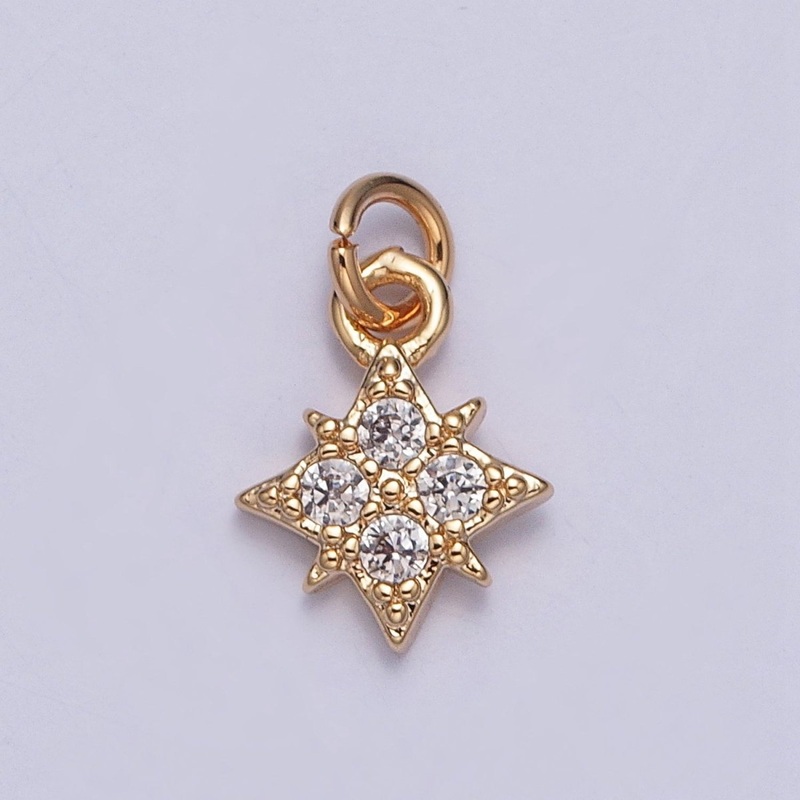 Mini Celestial North Star Micro Paved Cubic Zirconia Charm For Jewelry Making | X-259