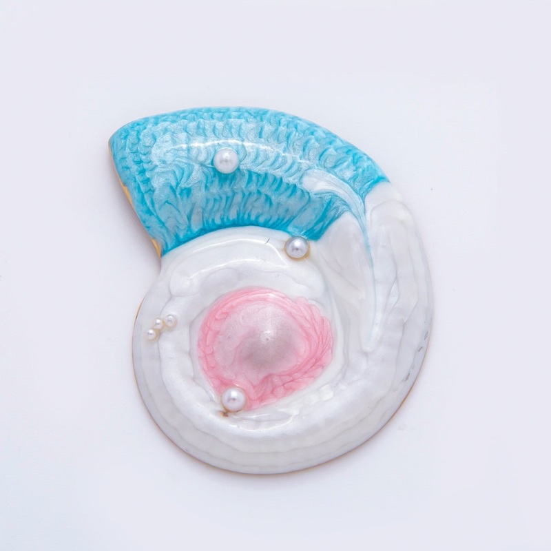 Stainless Steel 45mm Enamel Art Shell Pearl Colorful Ocean Nautilus Shell Charm| AH-926