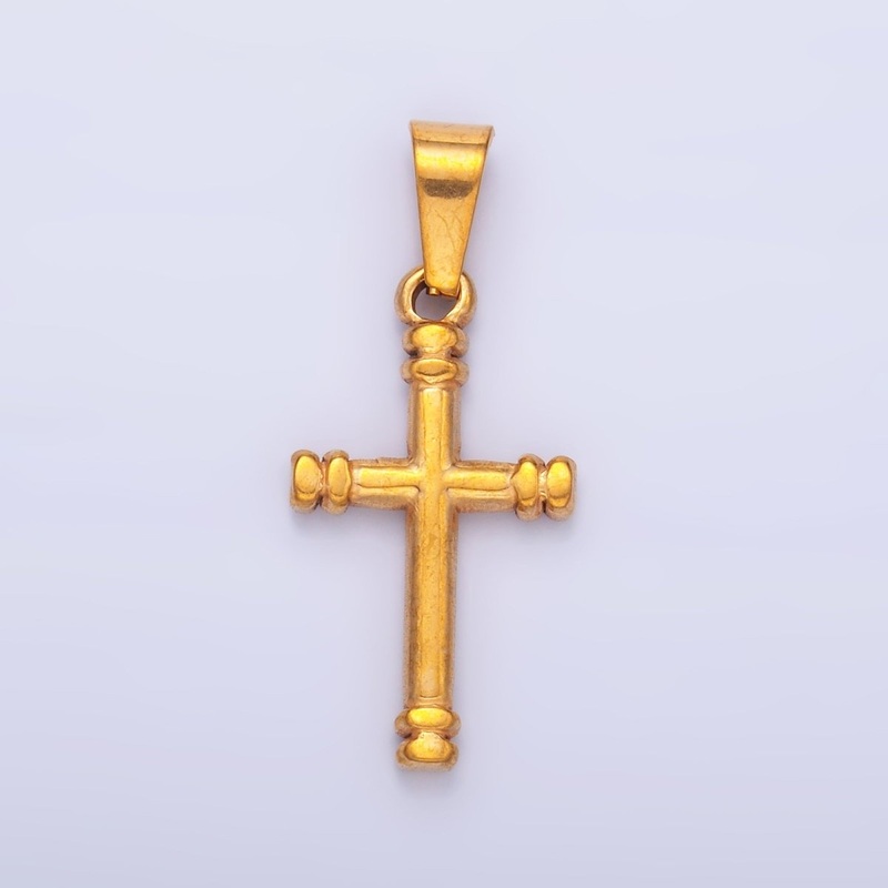Stainless Steel Minimalist Lined Cross Pendant | P1548