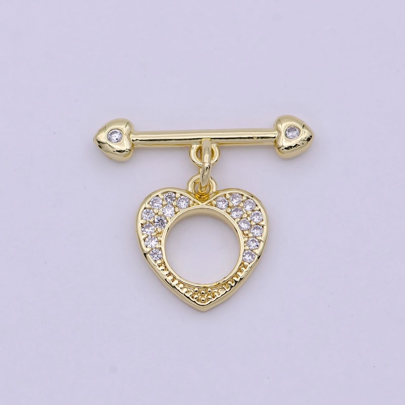 Wholesale Gold Toggle Clasp, Heart OT Clasp Fancy Design OT Clasp Bulk Supply for Bracelet Necklace Component L-621