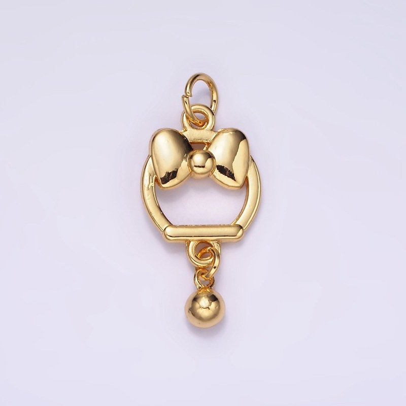 14K Gold Filled Bow Ribbon Open Round Ball Drop Charm | AG650