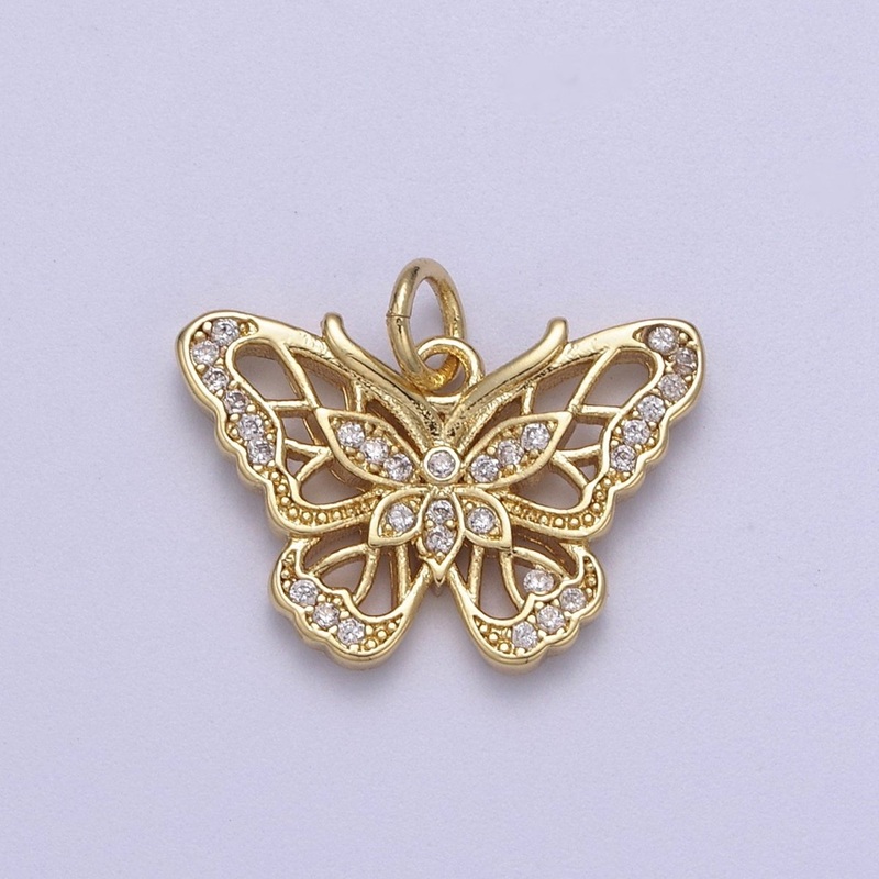 14k Gold Filled Butterfly Charm Mini Mariposa Pendant Micro Pave Animal Insect Jewelry Inspired N-667