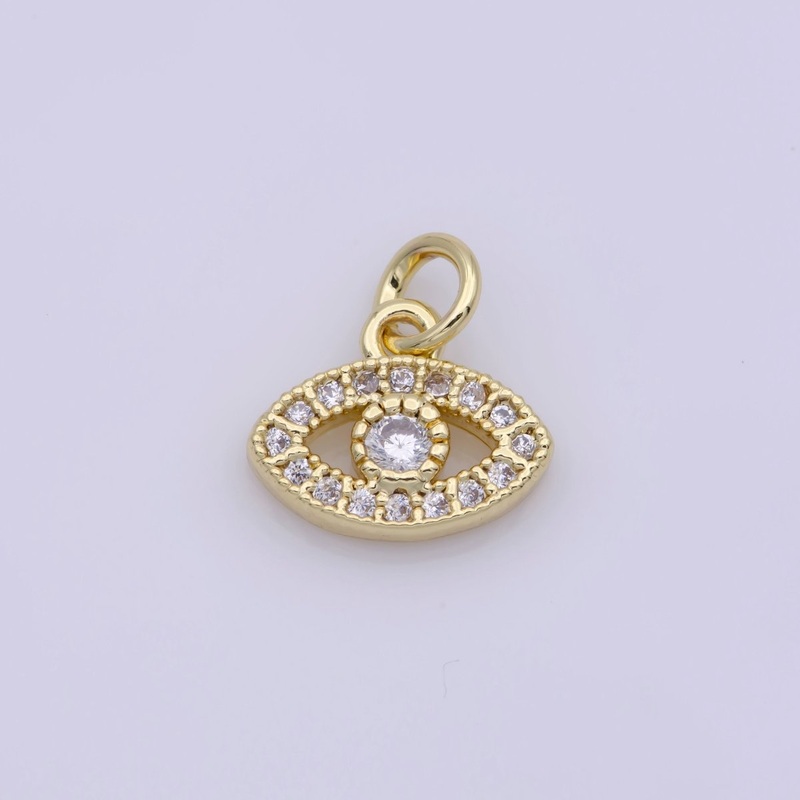 14K Gold Filled Mini Evil Eye Cz Pave Pendant, Gold Small Pave Evil Eye Charm for earring necklace bracelet supply, M-810