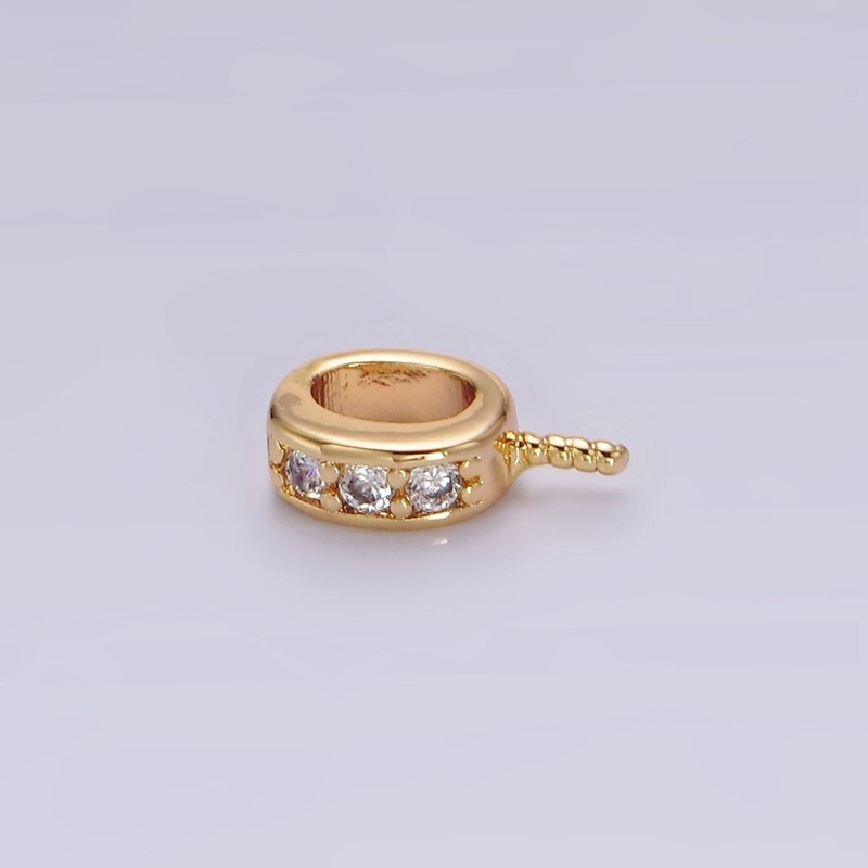 16K Gold Filled Triple CZ Micro Paved Drill Peg Bail Jewelry Making Findings Supply | Z-498