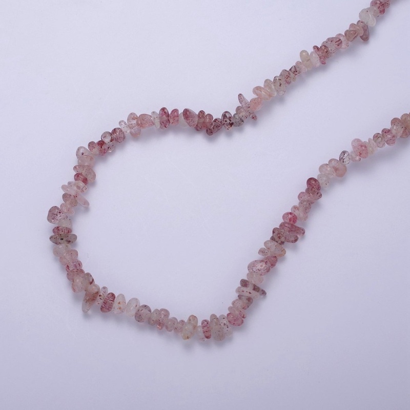 18.5 Inch Natural Pink Strawberry Quartz Crystal Stone Bead Necklace with 2″ Extender | WA-632 Clearance Pricing
