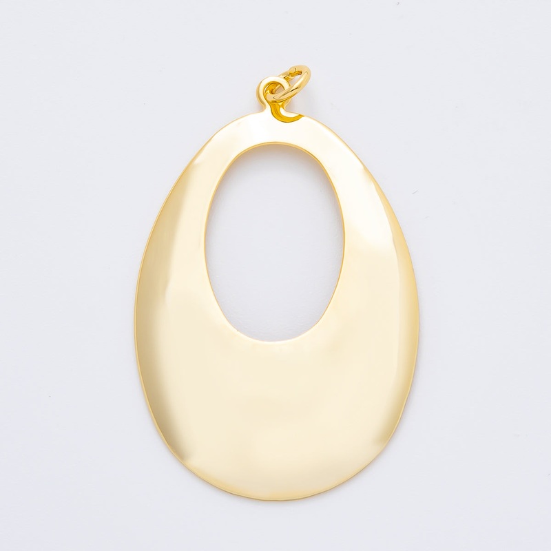 18K Gold Filled 55mm Geometric Oval Oblong Charm | N-A1514