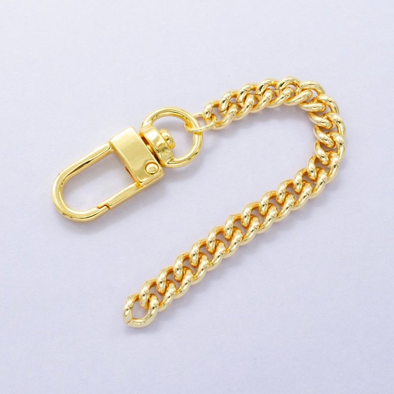 24K Gold Filled 5-Inch Cuban Curb Bag Purse Charm Swivel Keychain Findings | WA-2896