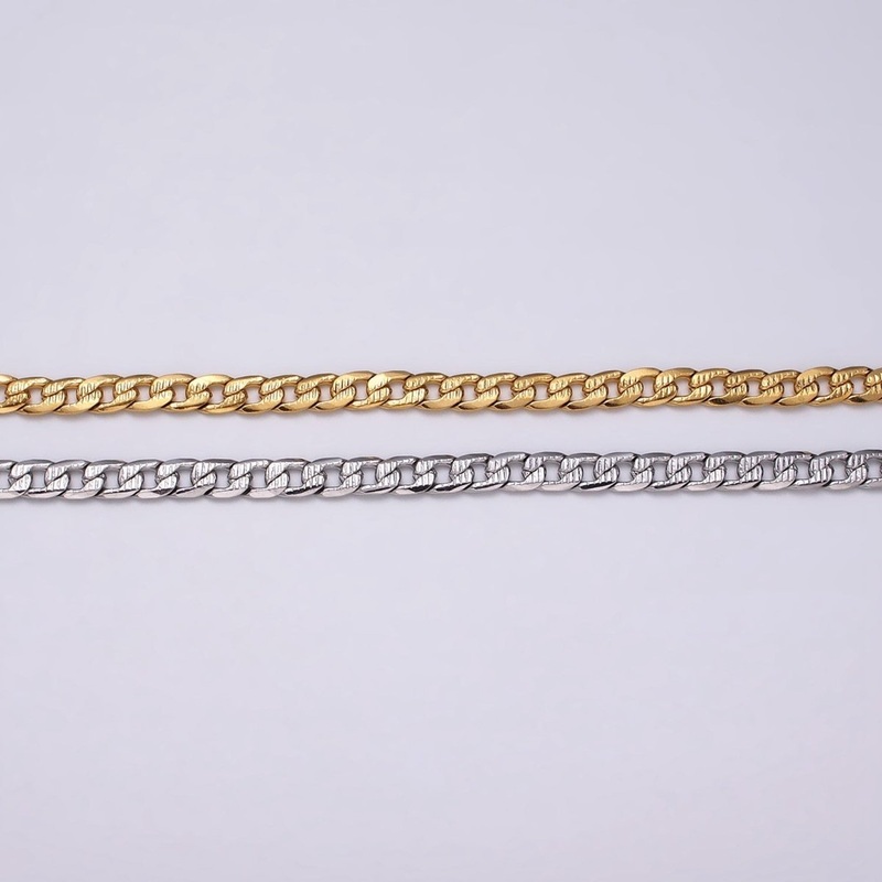 24k Gold Filled Textured Cuban Curb Chain 5.5mm Unfinished Unisex Curb Link Chain by Yard Wholesale Jewelry Making Supplies | ROLL-1311 ROLL-1312 Clearance Pricing Gold