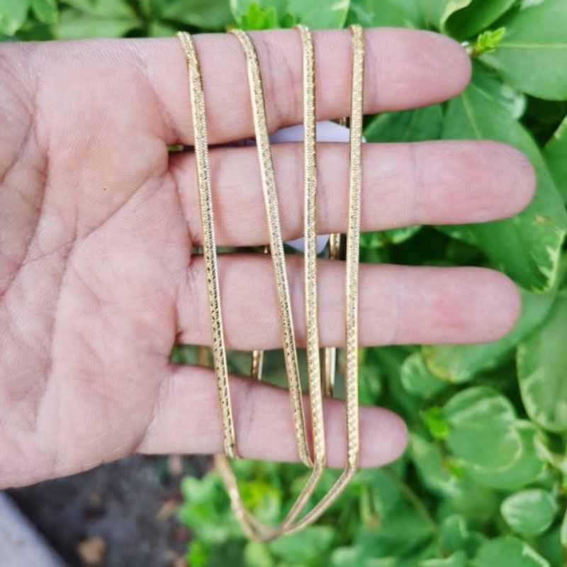 24K Gold Plated Herringbone Necklace 23.7″ Width 2.5mm Necklace w/ Lobster Clasps | CN-813  Clearance Pricing