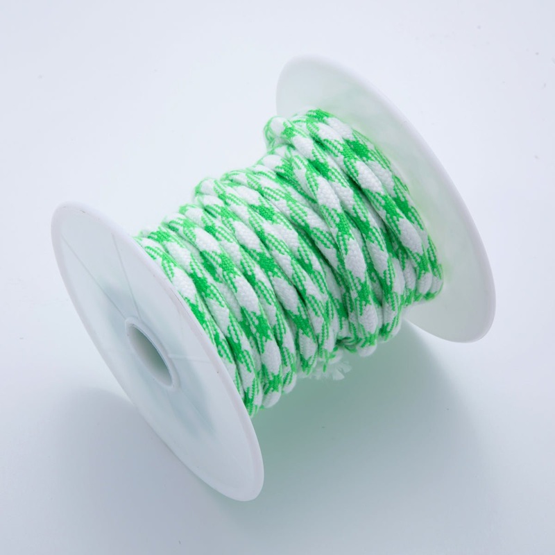 5mm Green-White Braided Summer Sport Cord Necklace Bracelet Finding by Yard | Roll-1631