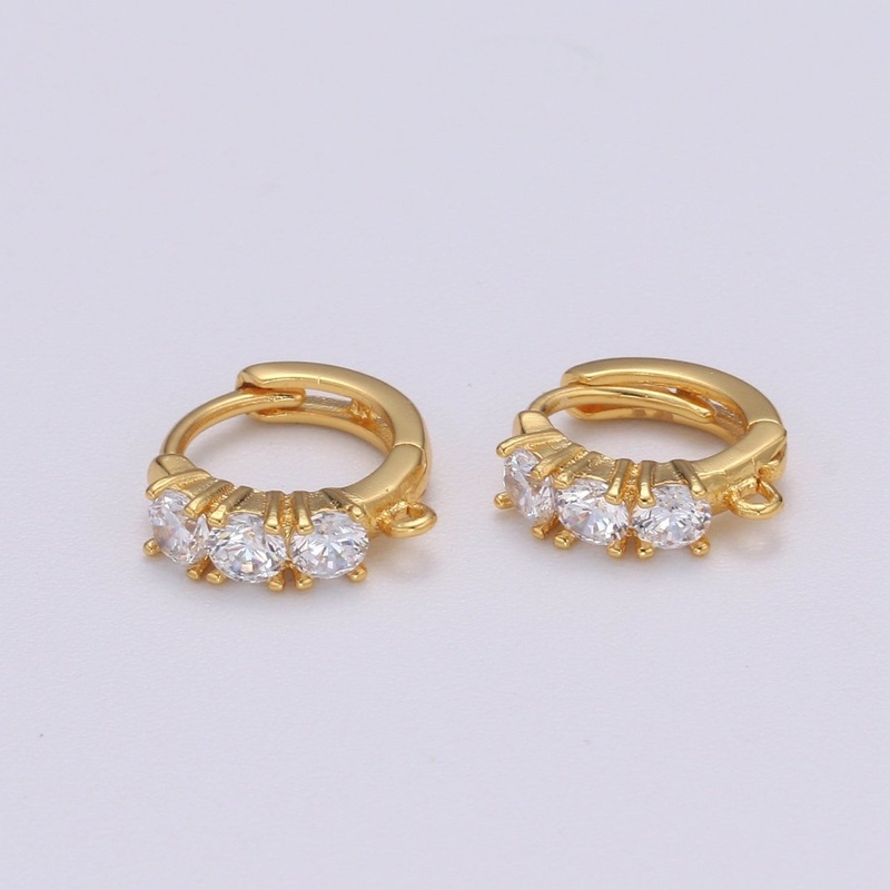 Mini Huggie Earring 24K Gold Filled Cz Micro Pave Hoops with open link for Jewelry Making Supply L-233