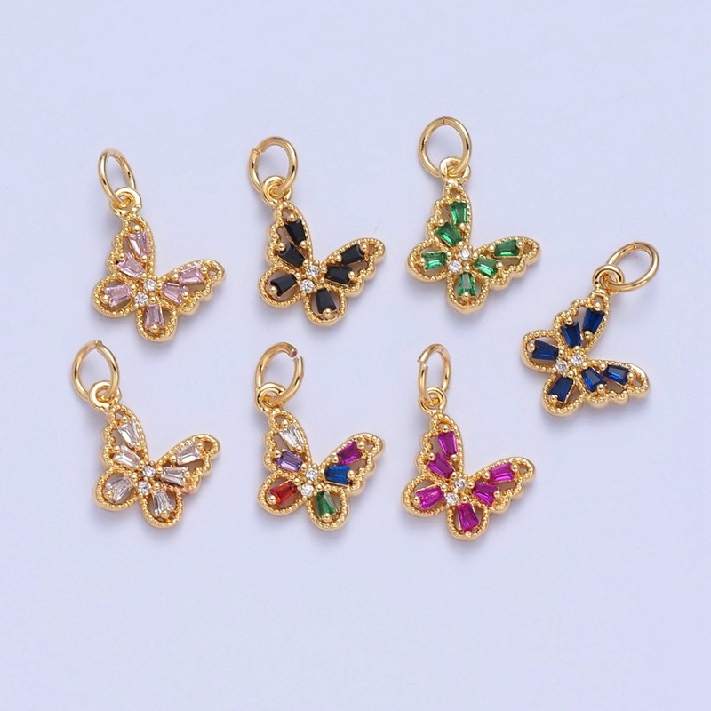 Mini Pave Butterfly Charm for add on Charm Necklace Earring Bracelet W-293~W-299 Clear