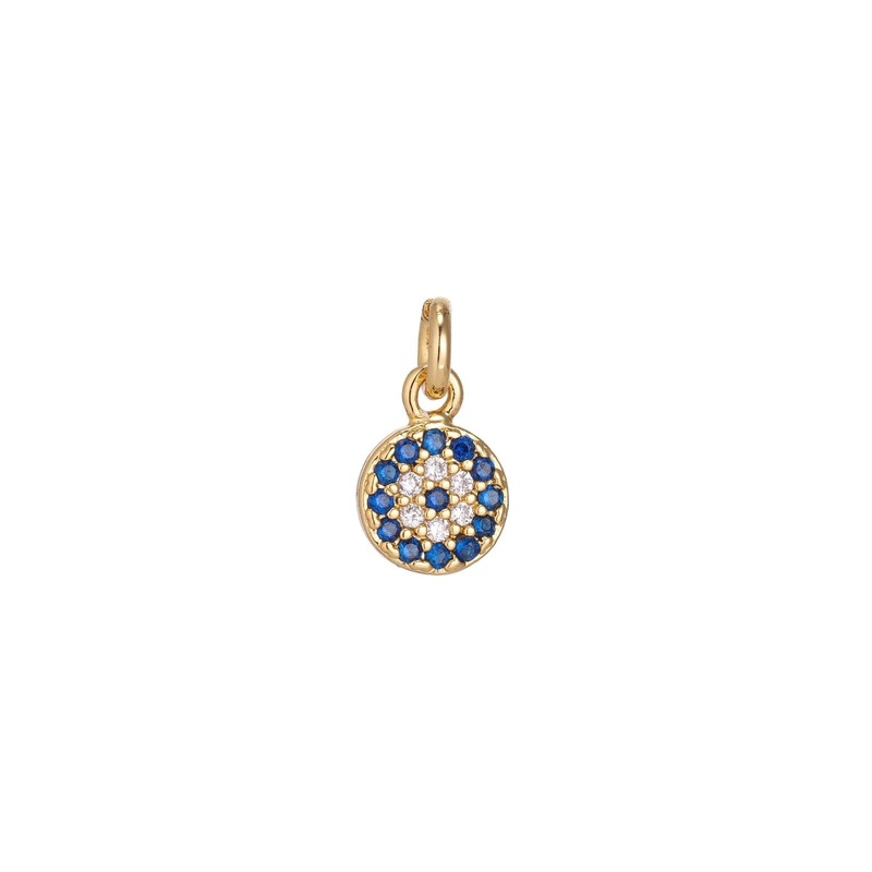 Products Dainty Tiny 18k Gold Fill / White Gold Coin Round Charm Pave CZ Cubic Zirconia pendant for Earring, Necklace, Bracelet Jewelry Making Supply C-160 Gold