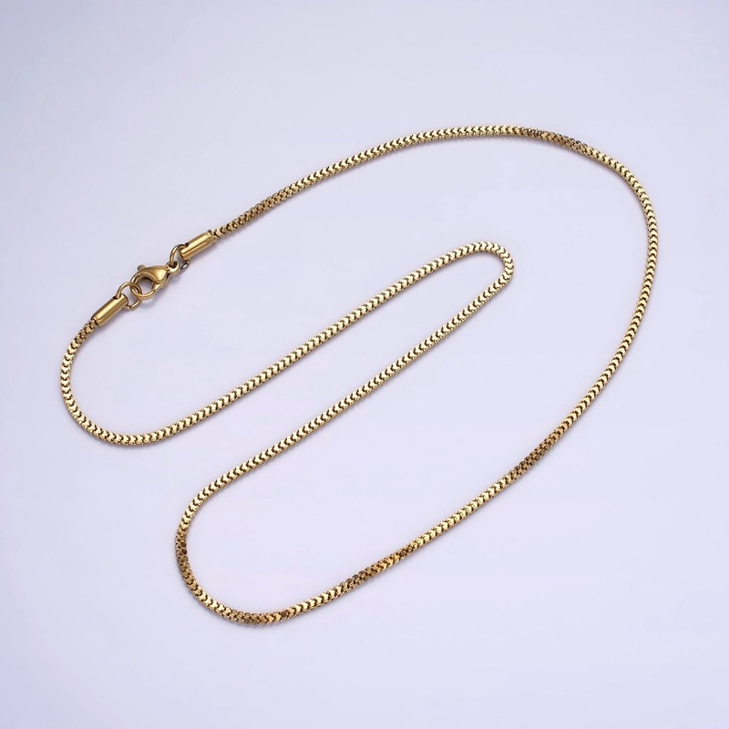Stainless Steel 1.5mm Dainty Cocoon Snake Wheat Chain 18 Inch Layering Necklace | WA-2020 Clearance Pricing