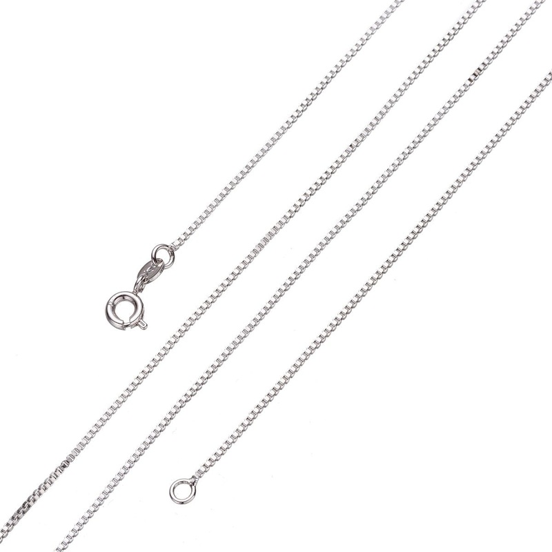 White Gold Filled Chain, Dainty 0.8mm Finished Box Chain, 15.6 Inches Box Necklace w/ Spring Ring | CN-106  Clearance Pricing