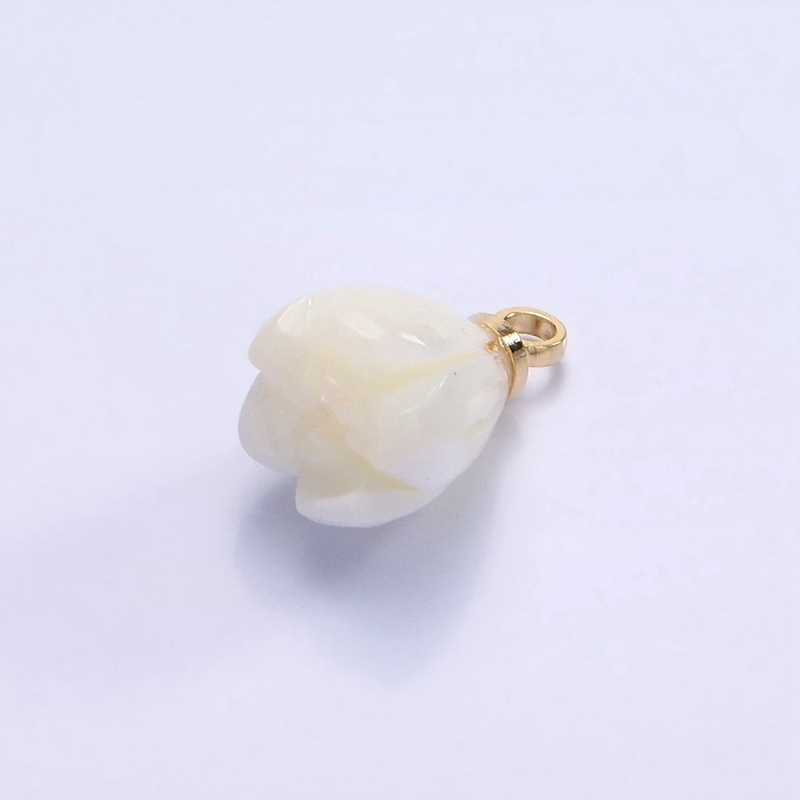 14K Gold Filled 11mm Tulip Flower Shell Pearl Drop Charm | AG688