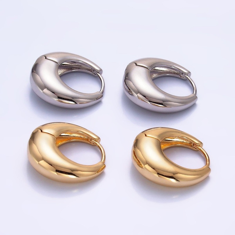 14K Gold Filled 19mm Chubby Dome Minimalist Huggie Earrings | AD1432 AD088 GOLD