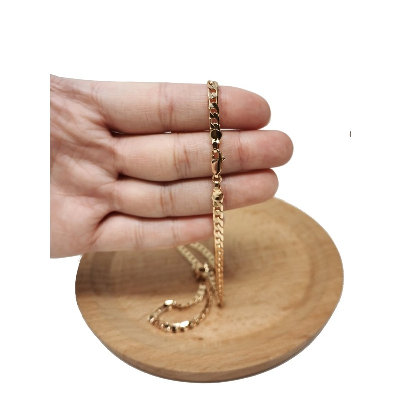 17.0” Ready to Use 18K Rosy Gold Filled Cuban Curb Necklace Chain, Layering Curb Chain Dainty Necklace, For Necklace Making, 4mm Curb Necklace w/ Lobster Clasps | CN-683  Clearance Pricing