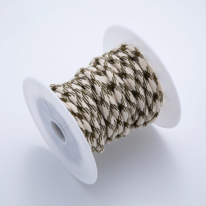 6mm Olive Green-Beige Braided Summer Sport Cord Necklace Bracelet Finding by Yard | Roll-1643