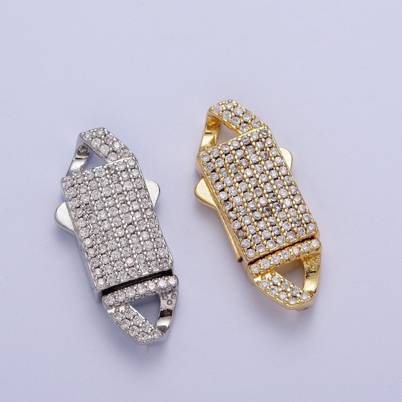 Gold Full Pave CZ Box Buckle Clasp for Bracelet Making K-100 K-105 Gold