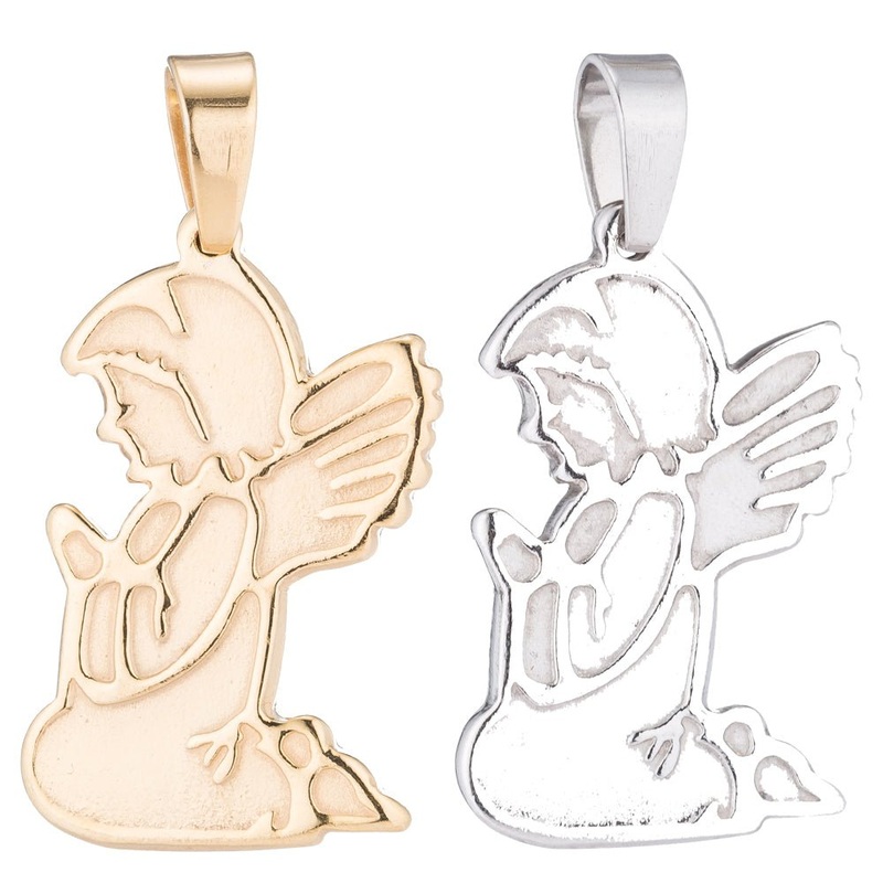 Praying Angel, Guardian Angel, Pray daughter, Protection, Heaven Necklace Pendant Charm Bead Bails Findings for Jewelry Making J-515 GOLD