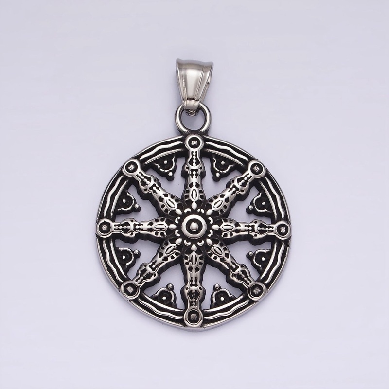Stainless Steel Geometric Artisan Open Round Pendant | P869