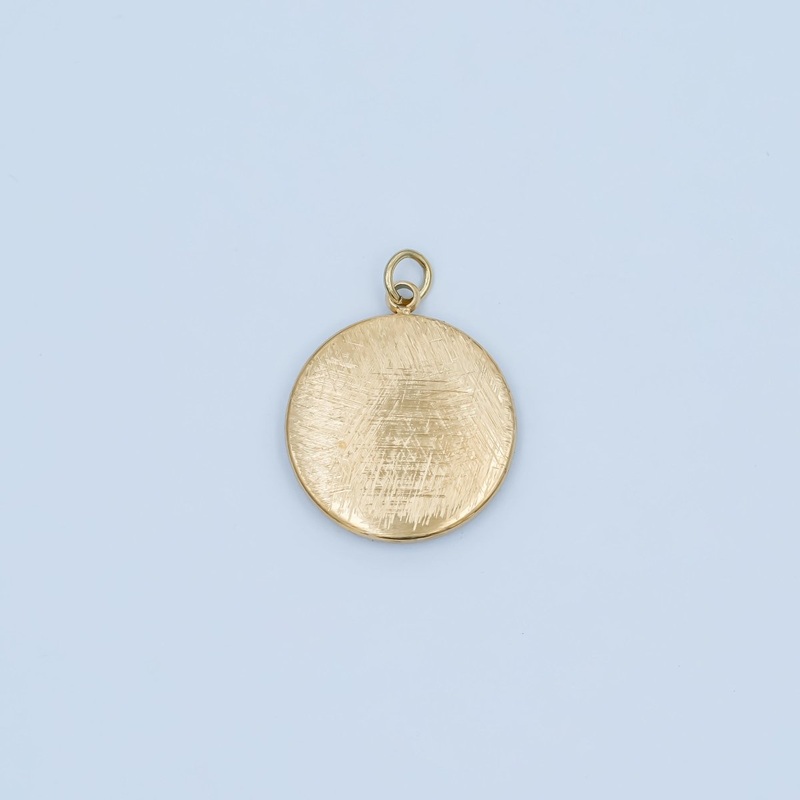 Stainless Steel Line-Textured Minimalist Round Charm | P782