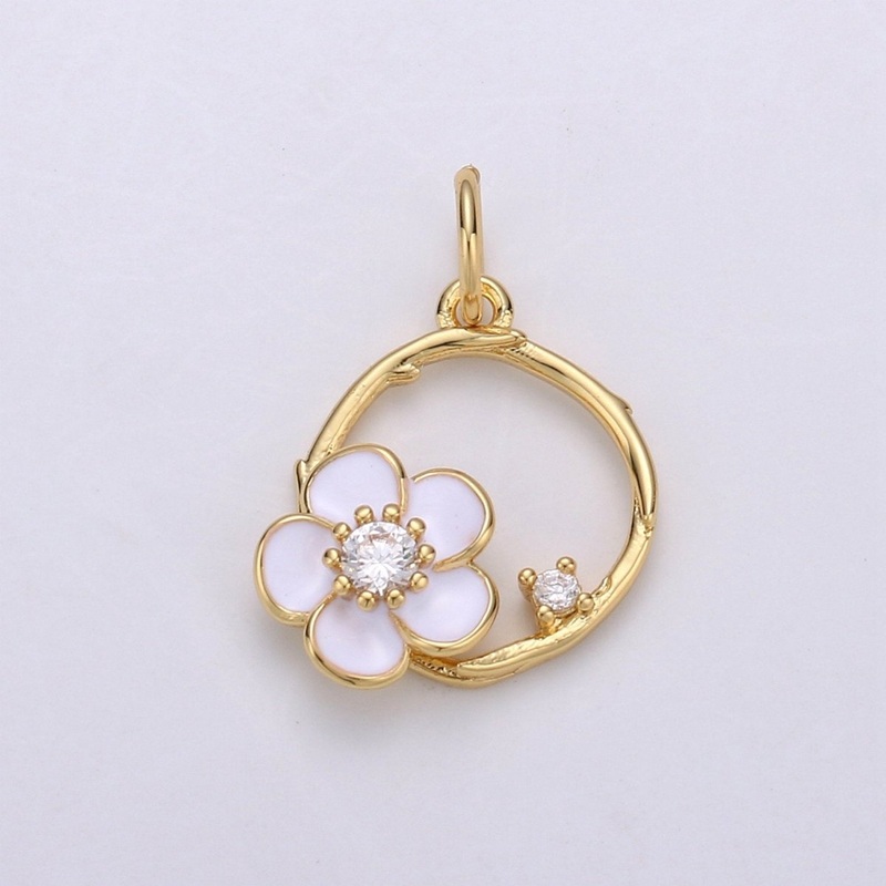 Tiny 14k Gold Filled White Flower Charm Clover Charm,  CZ Gold Charm, Dainty Minimalist Jewelry Supply E-581