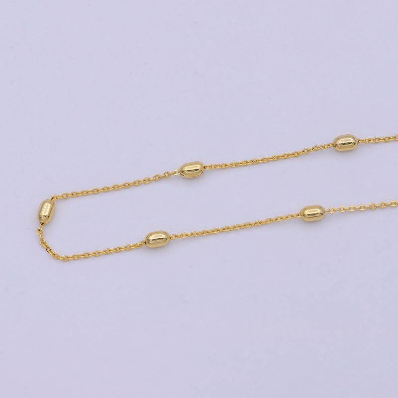 1 mm Satellite necklace, 24k gold filled chain Bead, Dainty gold filled chain, minimalist necklace 17.7 inch chain | WA-741 Clearance Pricing