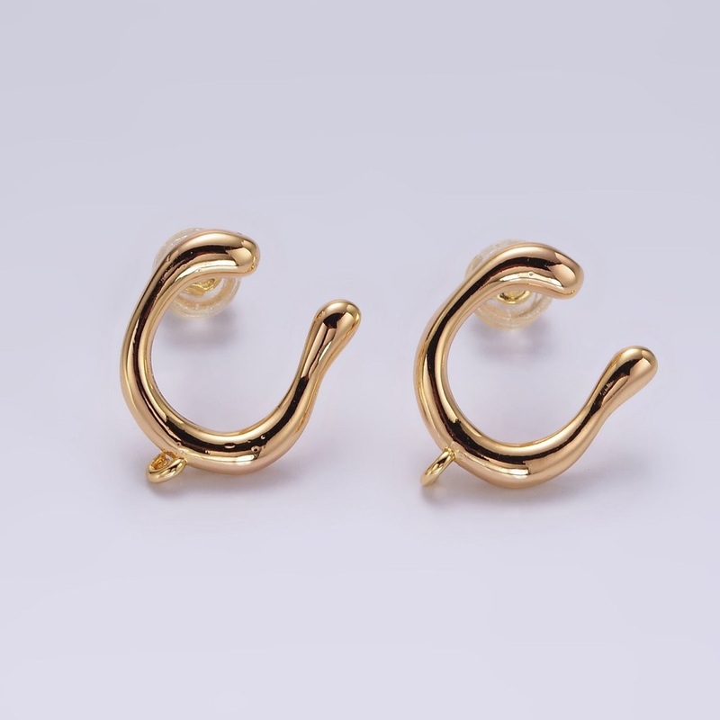 14K Gold Filled U-Shaped Molten Stud Earring Findings Supply | Z598