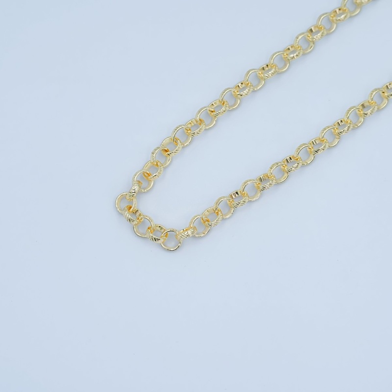 14K Gold Plated  Rolo Cable Chain by Yard, Gold Plated Cable Rolo Chain, Wholesale bulk Roll Chain for Jewelry Making, Thickness 2mm, ROLL-030 Clearance Pricing