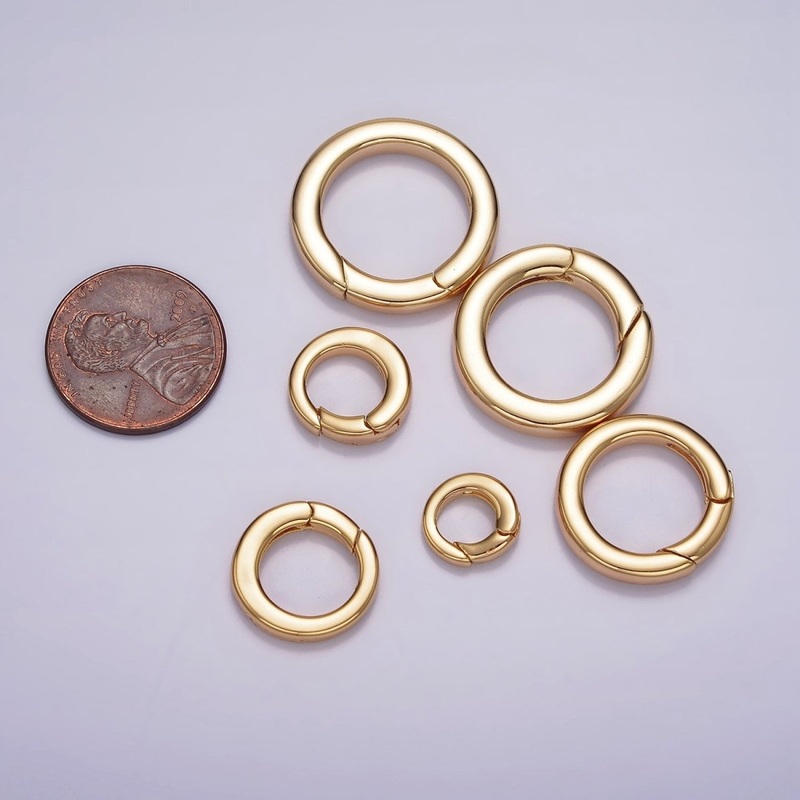 18K Gold Filled Push Gate Ring Charm Holder Bail for Charm Jewelry Kit Supplies For DIY Jewelry Making | Z-492 – Z-497 10MMx10MMx2.9MM